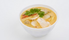 delicious spicy coconut cream soup with chicken